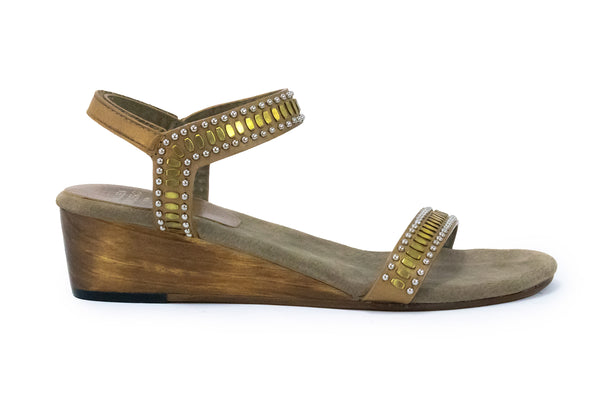 Calleen Cordero Coco Mini Wedge Gold Vision W/ Brass & Nickel Art