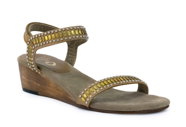 calleen cordero Coco Mini Wedge Gold Vision w/ Brass & Nickel Art