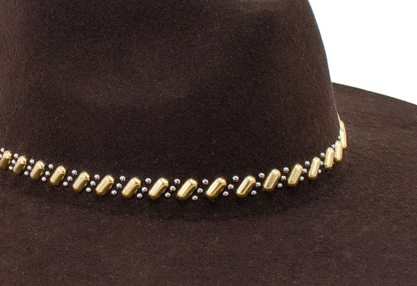 Calleen Cordero Coda Kandi Hat Soft Brown W/ Nickel & Brass Art