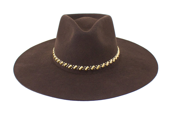 calleen cordero Coda Kandi Hat Soft Brown w/ Nickel & Brass Art