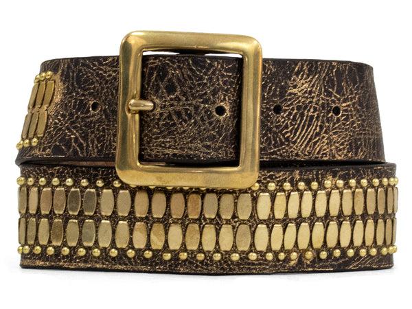 calleen cordero Concha 1.5" Belt Dark Brown Nash w/ Brass Art