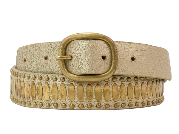 Calleen Cordero Concha 1" Belt Black Arizona W/ Brass Art