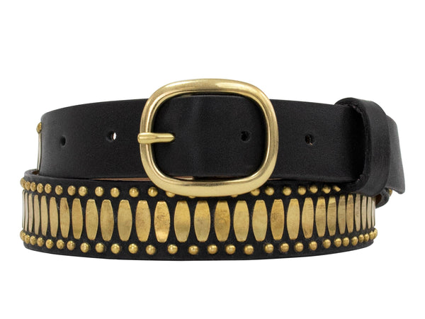 calleen cordero Concha 1" Belt Black Arizona w/ Brass Art