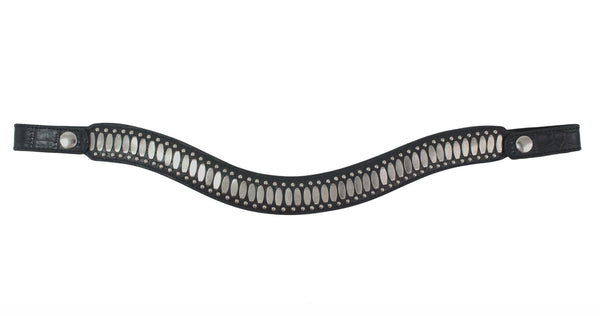 calleen cordero Concha Browband Black Embossed Croc w/ Nickel Art