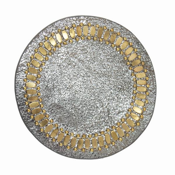 Calleen Cordero Concha Coasters (QTY 2 Pc) Rustic Silver Sheen W/ Brass Art Set Of 2