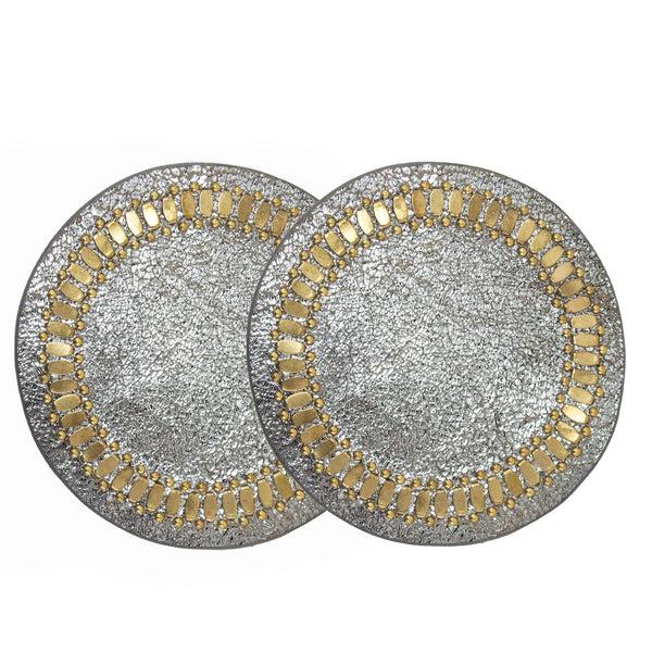 calleen cordero Concha Coasters (QTY 2 pc) Rustic Silver Sheen w/ Brass Art Set of 2