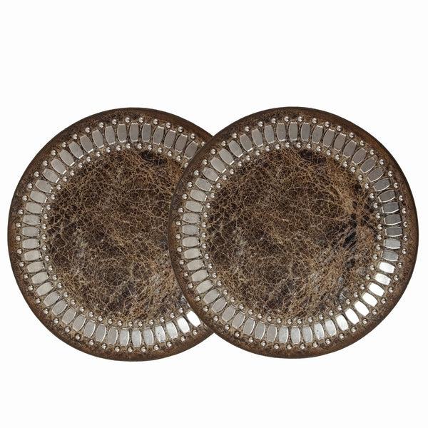 Calleen Cordero Concha Coasters (QTY 2 Pc) White El Paso W/ Brass Art Set Of 2