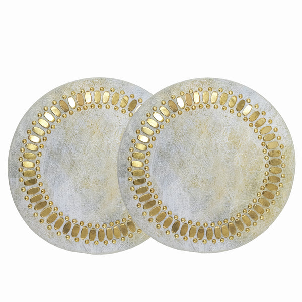 calleen cordero Concha Coasters (QTY 2 pc) White El Paso w/ Brass Art Set of 2