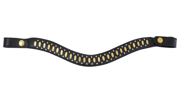 calleen cordero Concha S Browband Black Leather w/ Brass & Nickel Art
