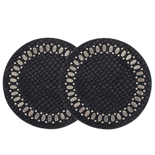 Calleen Cordero Concha S Coasters (QTY 2 Pc) Cinnamon Lunar W/ Nickel Art Set Of 2