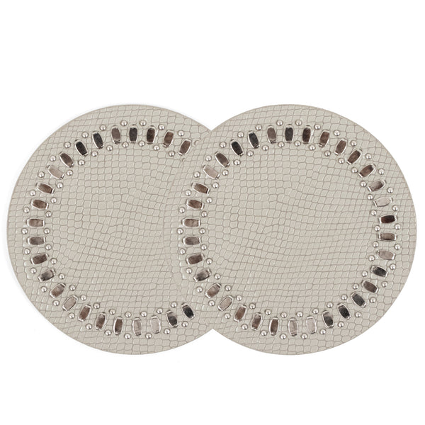 Calleen Cordero Concha S Coasters (QTY 2 Pc) Cinnamon Lunar W/ Nickel Art Set Of 2