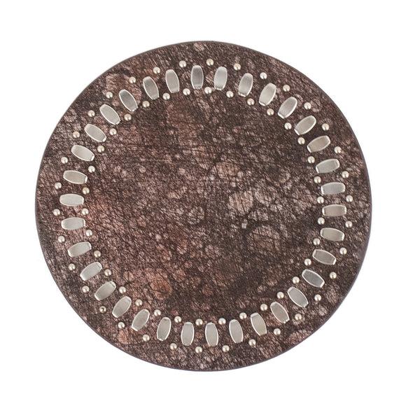 calleen cordero Concha S Coasters (QTY 2 pc) Cinnamon Lunar w/ Nickel Art Set of 2