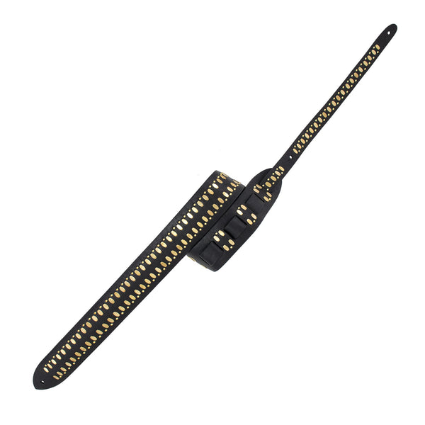 Calleen Cordero Concha S Guitar Strap Black Belmont W/ Brass Art