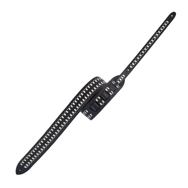 Calleen Cordero Concha S Guitar Strap Black Belmont W/ Nickel Art