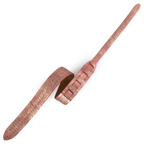 Calleen Cordero Concha S Guitar Strap Rose Metallic W/ Nickel & Copper Art