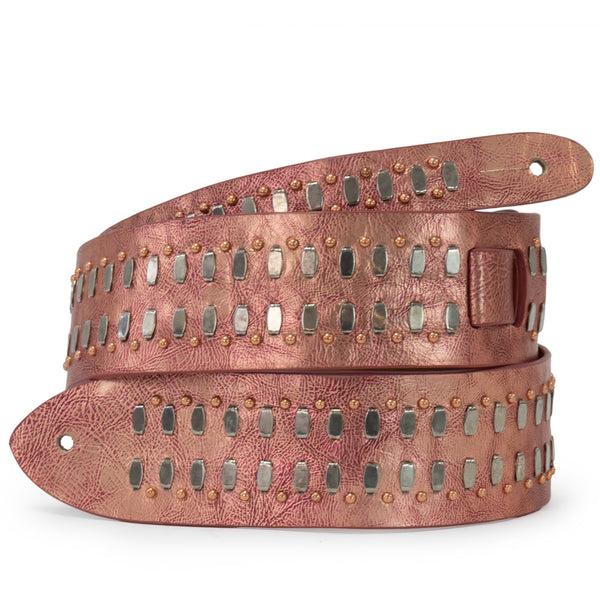 calleen cordero Concha S Guitar Strap Rose Metallic w/ Nickel & Copper Art