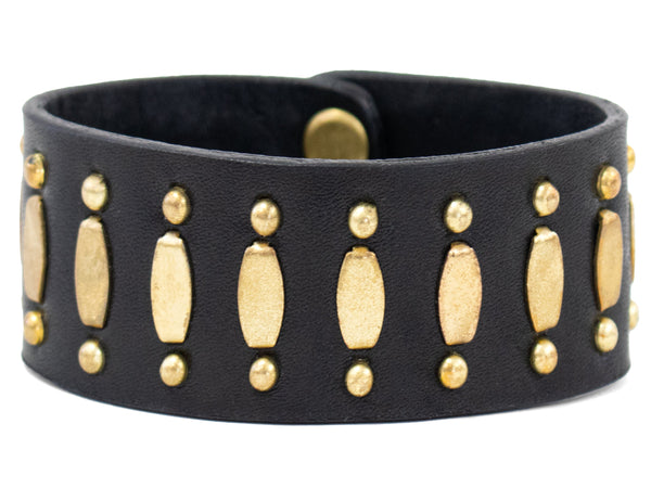 calleen cordero Concha Spaced 1" Cuff Bracelet Black Belmont w/ Brass Art