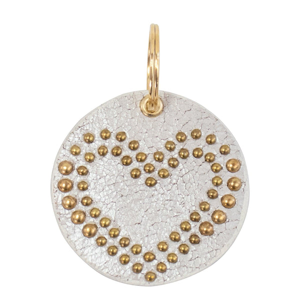 calleen cordero Corazon Keychain White Cracked Leather w/Brass Art