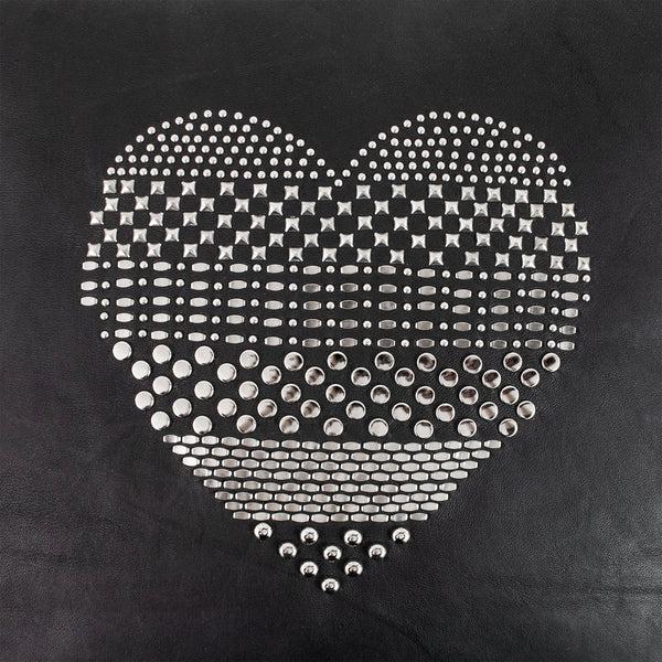 Calleen Cordero Corazon Pillow (Includes Pillow Insert) 20" X 20" Black Leather W/ Nickel