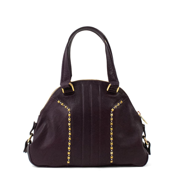 Calleen Cordero Dakota Handbag Black Belmont W/ Brass & Nickel Art