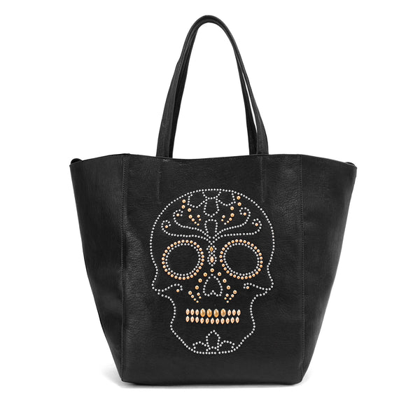 Calleen Cordero Dannie Calavera Tote Ligth Neo Silver W/ Black & Nickel Art