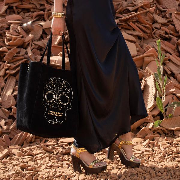 Calleen Cordero Dannie Calavera Tote Ligth Neo Silver W/ Black & Nickel Art