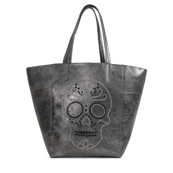 calleen cordero Dannie Calavera Tote Ligth Neo Silver w/ Black & Nickel Art