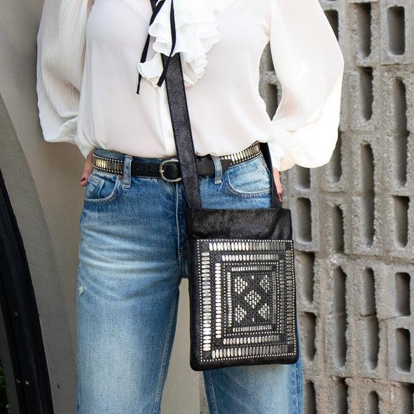 Calleen Cordero Dante 100 Messenger Black Jasper W/ Black & Nickel Art