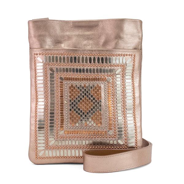 Calleen Cordero Dante 100 Messenger Navy Metallic W/ Brass & Nickel Art