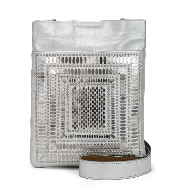 Calleen Cordero Dante 100 Messenger Navy Metallic W/ Brass & Nickel Art