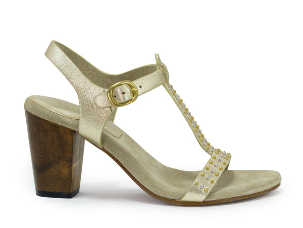 Calleen Cordero Deco Heel Gold Britania W/ Brass & Nickel Art
