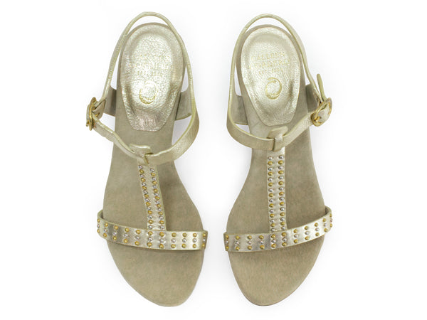 Calleen Cordero Deco Heel Gold Britania W/ Brass & Nickel Art