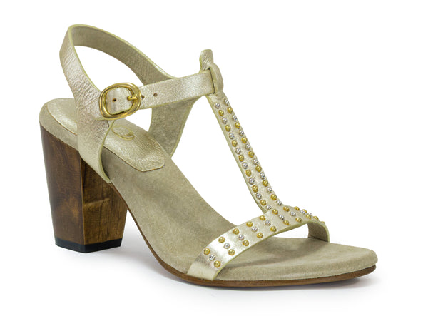 calleen cordero Deco Heel Gold Britania w/ Brass & Nickel Art