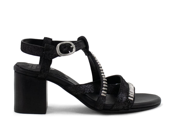 Calleen Cordero Desi Heel Black Jasper W/ Nickel Art