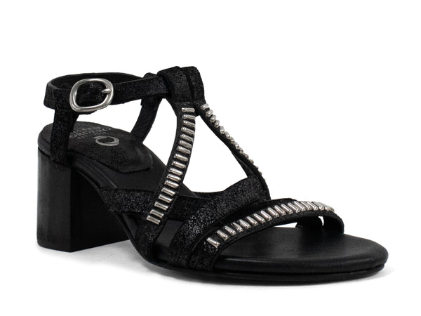 calleen cordero Desi Heel Black Jasper w/ Nickel Art