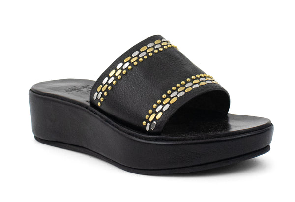 calleen cordero Dhana Platform Black Belmont w/ Brass & Nickel Art