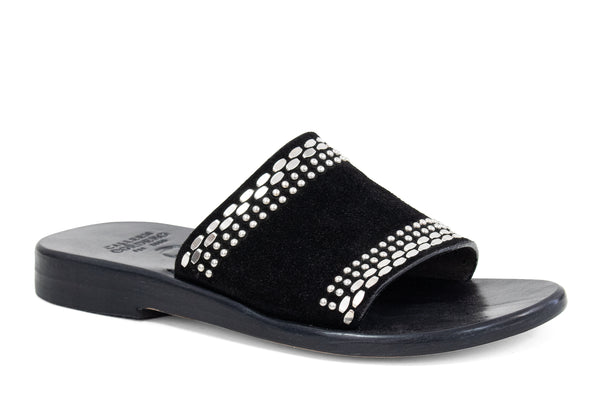 calleen cordero Dhana Sandal Black Suede w/ Nickel Art