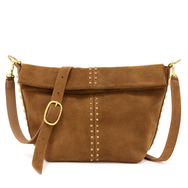 Calleen Cordero Dove Messenger Black Suede W/ Nickel Art