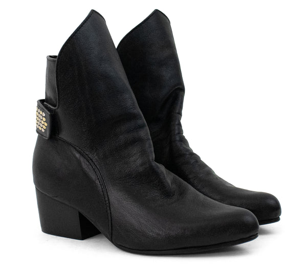 Calleen Cordero Edun Boot Black Belmont W/ Brass & Nickel Art