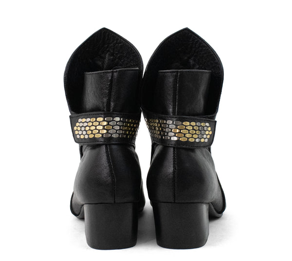 Calleen Cordero Edun Boot Black Belmont W/ Brass & Nickel Art