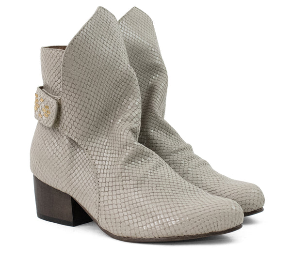 Calleen Cordero Edun Boot Linen Lizard W/ Brass & Nickel Art