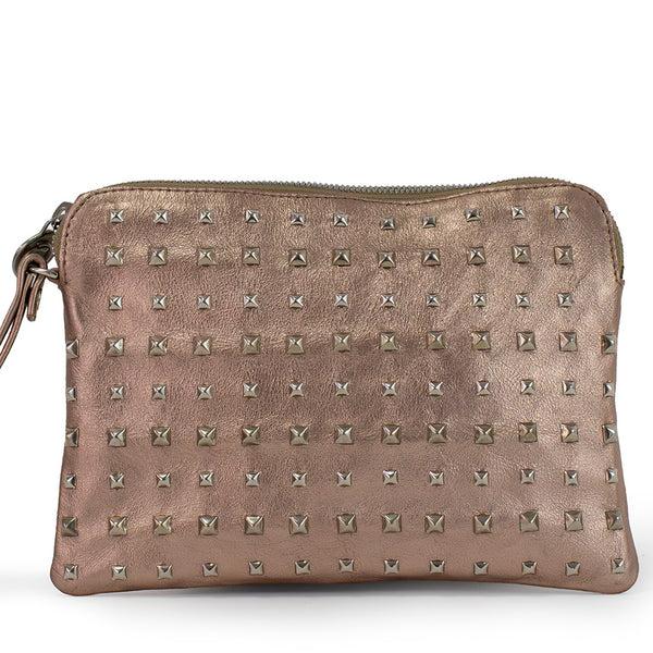 Calleen Cordero Emu Easton Wrislet Clutch Pewter Britania W/ Nickel Art