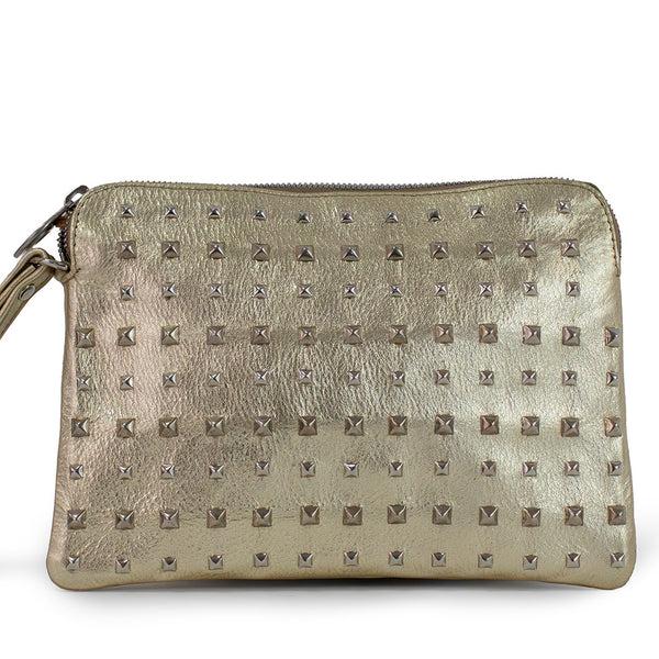 Calleen Cordero Emu Easton Wrislet Clutch Pewter Britania W/ Nickel Art