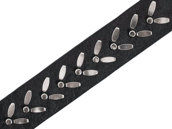 Calleen Cordero Ennio 1.5" Bracelet Black Leather W/ Nickel Art