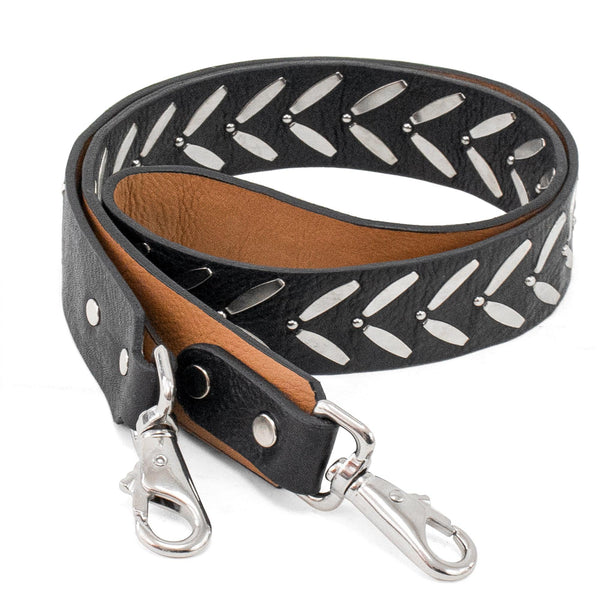 calleen cordero Ennio Handbag Strap Black Aniline w/ Nickel Art