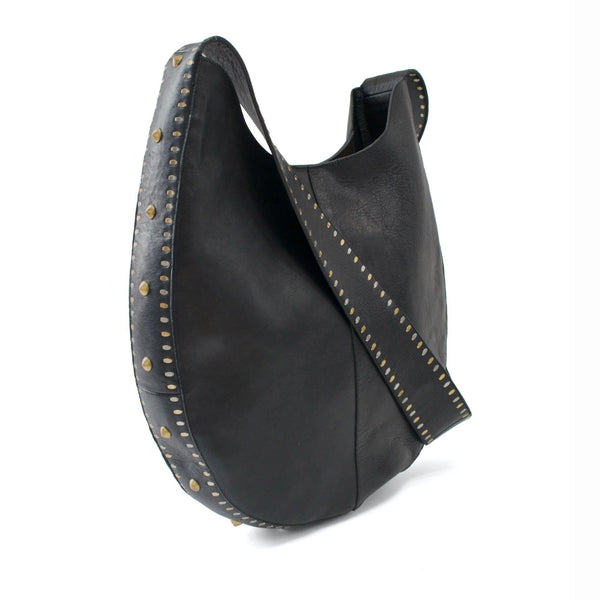 Calleen Cordero Evoke Sacha Messenger Black Aniline W/ Brass Art