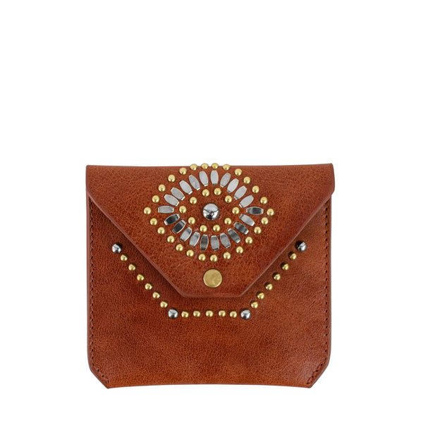calleen cordero Eye Coin Purse Whisky Leather w/ Nickel & Brass