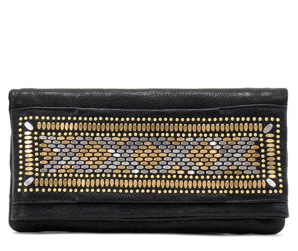 Calleen Cordero Fava 100 Clutch Dusty Golde W/ Brass & Nickel