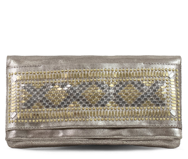calleen cordero Fava 100 Clutch Dusty Golde w/ Brass & Nickel