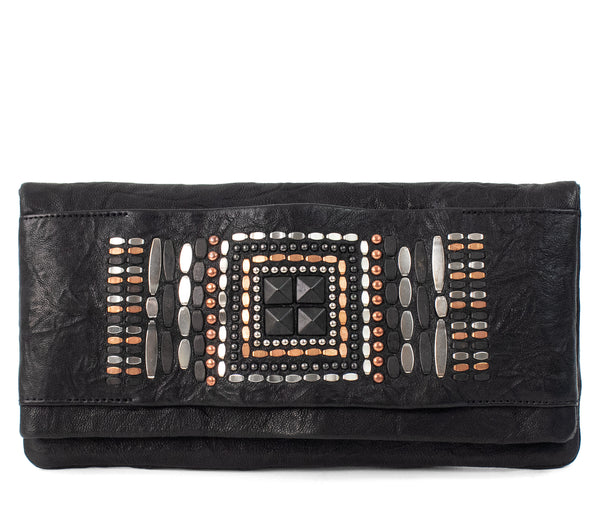 Calleen Cordero Fava Kenji Clutch Black Borello W/ Brass & Nickel Art